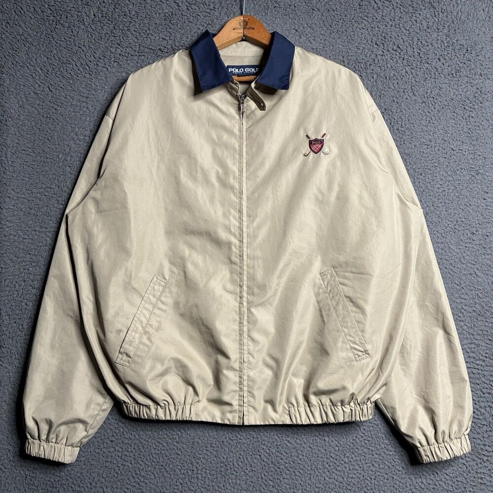 Vintage Polo Golf Ralph Lauren Crest Jacket Mens Medium Harrington Chinstrap